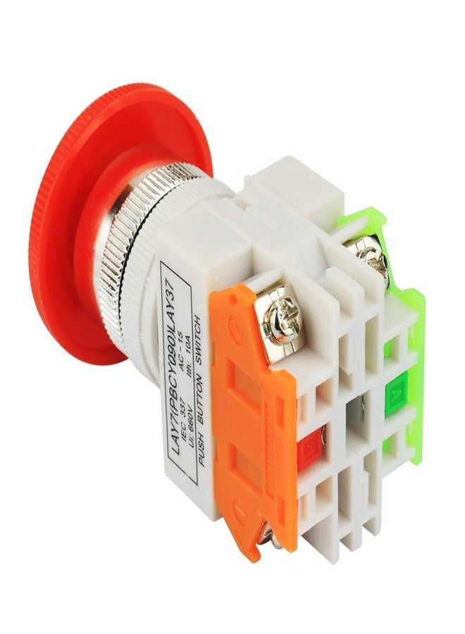 POWER 2PCS Red Mushroom Cap 1NO 1NC DPST Emergency Stop Push Button Switch AC 660V 10A - Image 3